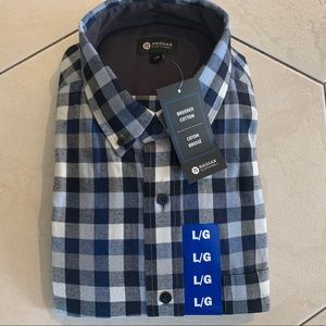 Crisscross blue ,grey and white shirt